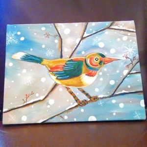 Bird in Argyle Socks painting